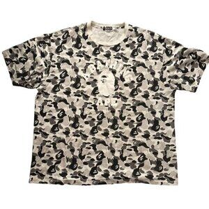 BAPE A Bathing Ape 3XL Camo College T-Shirt White Black 100% Cotton Streetwear